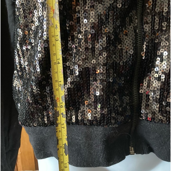 Forever 21 Womens S Small Back Sequined Hoodie Sweatshirt Zip Up - Picture 7 of 8